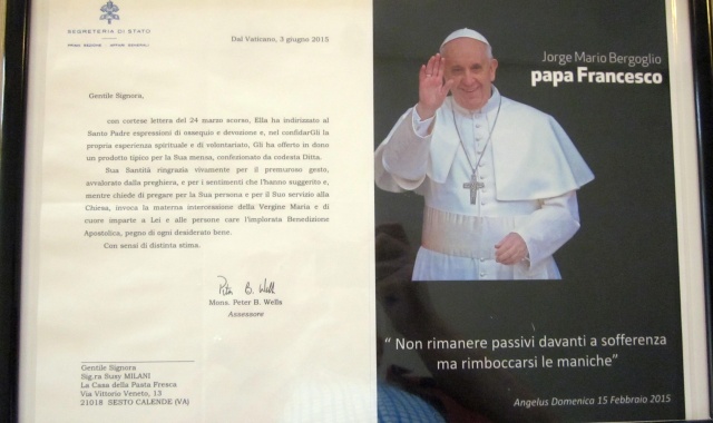 Raviolo di Sesto, il papa ringrazia 