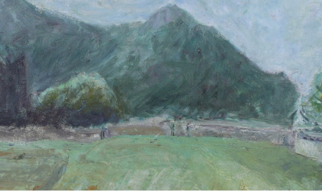 «Stadio di Masnago» (1955), olio su tela, è il primo quadro dipinto da Vittore Frattini