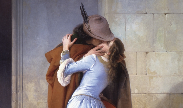 Particolare de «Il bacio. Episodio della giovinezza» (1859) di Francesco Hayez
