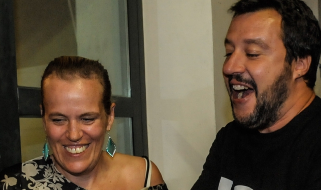 Il leader leghista Matteo Salvini e Paola Reguzzoni