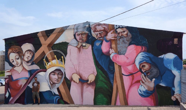 Il murales realizzato da Ravo a Olbia