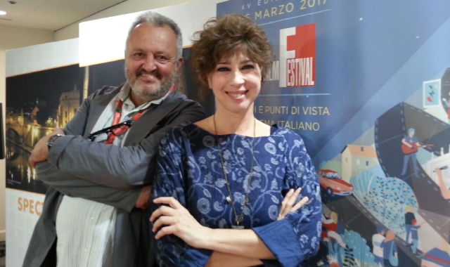 Steve Della Casa e Veronica Pivetti alla presentazione del Baff a Roma, nell’autunno del 2016 (Archivio)
