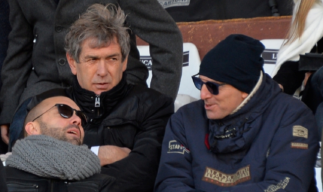 Fulvio e Sauro Catellani in tribuna a Masnago con Paolo Basile (Blitz)
