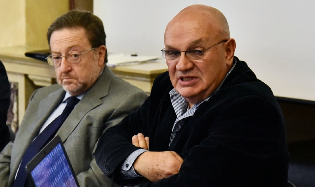 L’assessore regionale Riccardo De Corato con Paolo Bocedi, presidente di Sos Italia Libera (Blitz)