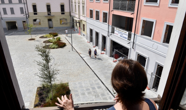 La rinnovata piazza Vittorio Emanuele vista dall’alto (Archivio)