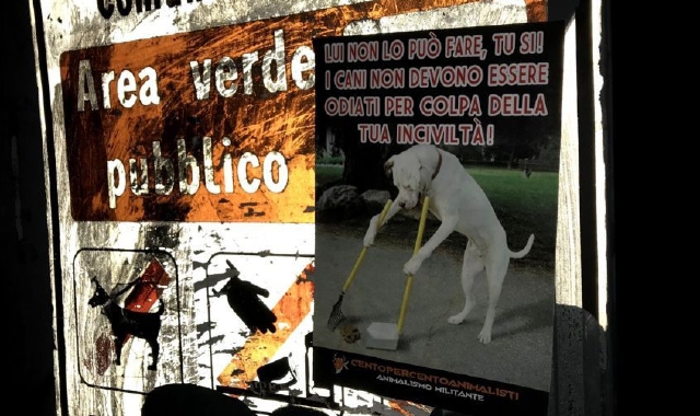 Uno dei manifesti affissi a Saronno e a Turate (foto Blitz)