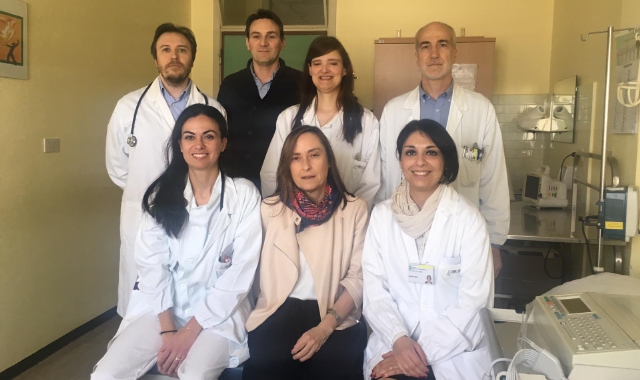 Battistina Castiglioni 8al centro) con lo staff della Cardiologia 2