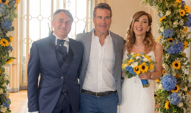 Tarcisio Bernasconi e Fiammetta La Guidara. Tra loro Jimmy Ghione