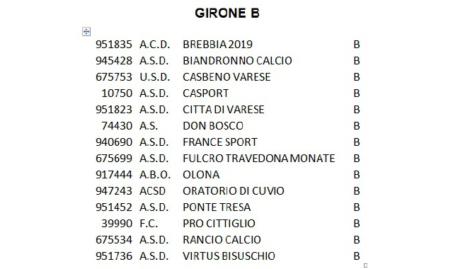 Città di Varese: le avversarie