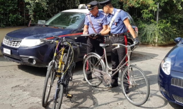 Le biciclette recuperate dai carabinieri