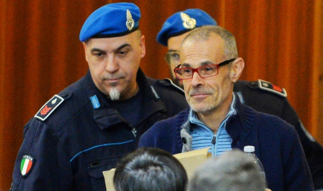 Cazzaniga in aula durante una delle tante udienze del processo a suo carico (foto Blitz)