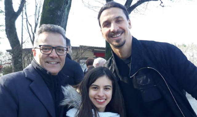 Letizia con Davide Calabria e Zlatan Ibrahimovic