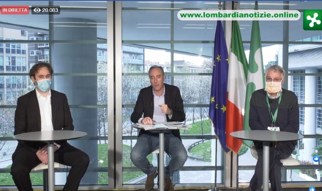 L’assessore Giulio Gallera (al centro) con Danilo Cereda e Vittorio Demicheli (Lombardia Notizie)