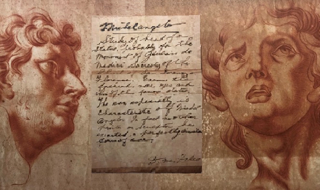 I bozzetti e l’appunto attribuiti a Michelangelo (foto Redazione)
