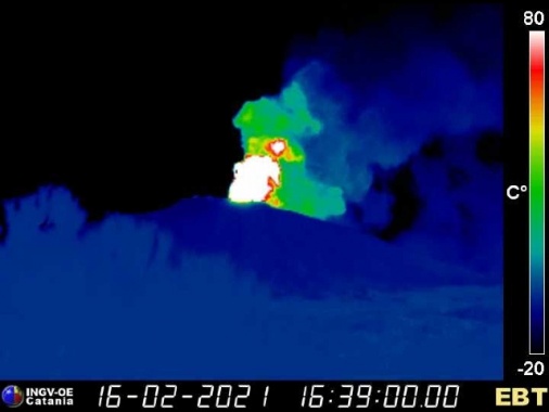 ++ Etna: spettacolare eruzione, alta colonna fumo ++