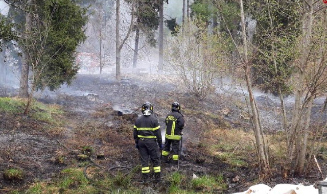 L’incendio a Montegrino (foto Vigili del fuoco)