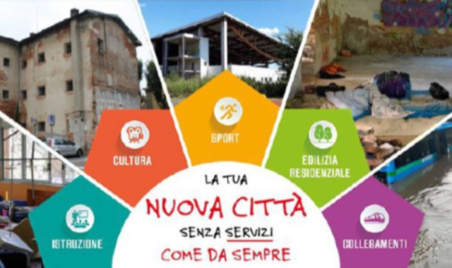 Il manifesto ironico del M5S (foto Blitz)