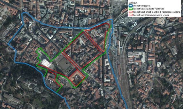 Le aree del centro comprese tra piazza Repubblica e piazza XX Settembre che saranno coinvolte nel nuovo masterplan (foto Redazione)