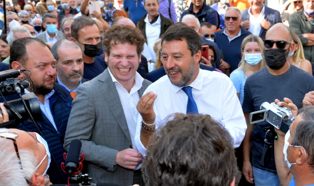 Matteo Salvini a Varese con Matteo Bianchi (foto Blitz)