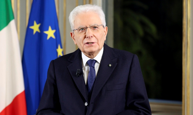 Il Presidente Sergio Mattarella nel corso del messaggio di fine anno, oggi 31 dicembre 2021 (Presidenza della Repubblica)