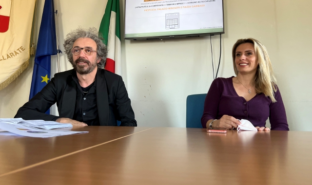 Questa mattina a Gallarte la conferenza stampa per dare un futuro a Palazzo Minoletti (foto Blitz - Redazione)