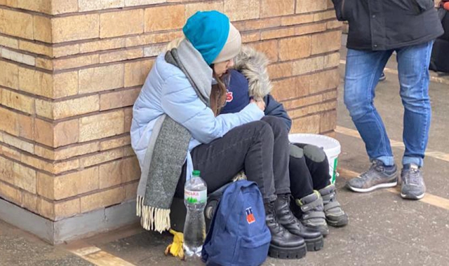 Sfollati nella metropolitana di Kiev