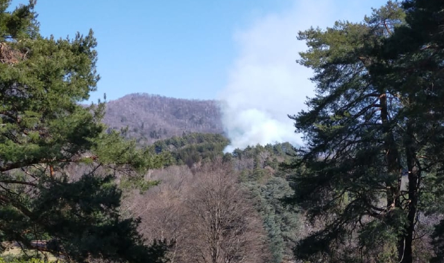 la colonna di fumo che si alza dalla zona del Poggio