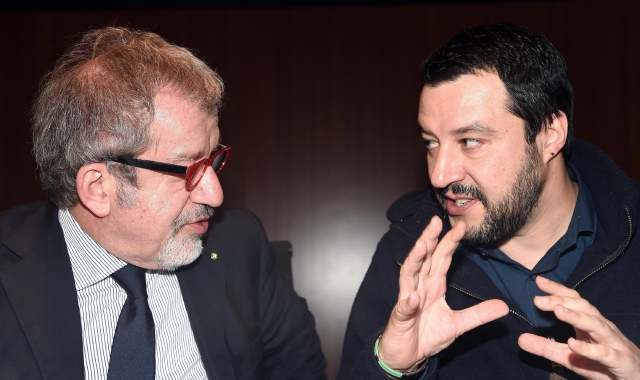 Roberto Maroni con Matteo Salvini  (foto Archivio)