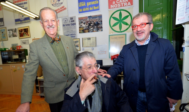 Leoni con Bossi e Maroni nel 30esimo anniversario della sezione di Varese