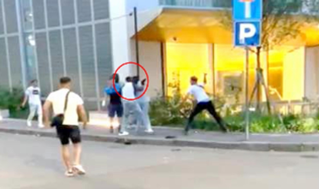 Un fermo immagine della “faida” fra trapper a Milano all’origine delle ordinanze di custodia cautelare (Ansa)