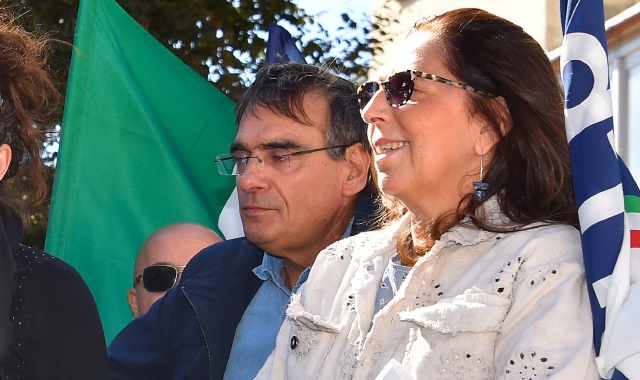 Isabella Rauti durante un comizio a Legnano (Pubblifoto)