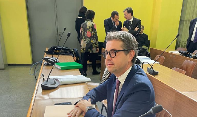 Andrea Cassani, sindaco di Gallarate, in aula prima del suo esame (Red.)