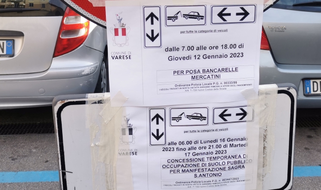 I cartelli che segnalano i divieti per la Sagra di Sant’Antonio