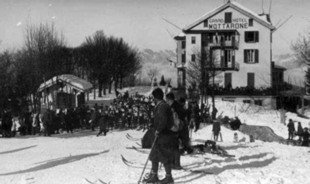 Un’immagine storica del Grand Hotel Mottarone 