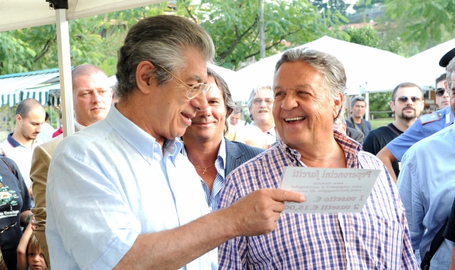 Renato Pozzetto con Umberto Bossi