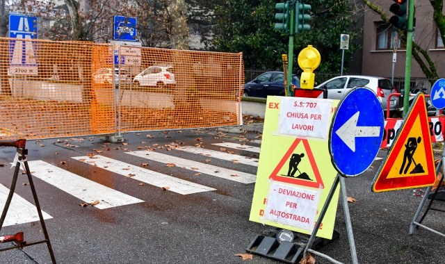 L’ingresso della Bretella chiuso per il cantiere di largo Flaiano
