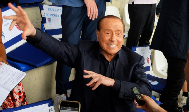 Silvio Berlusconi allo stadio Speroni di Busto Arsizio il 25 agosto del 2019 (foto Blitz)