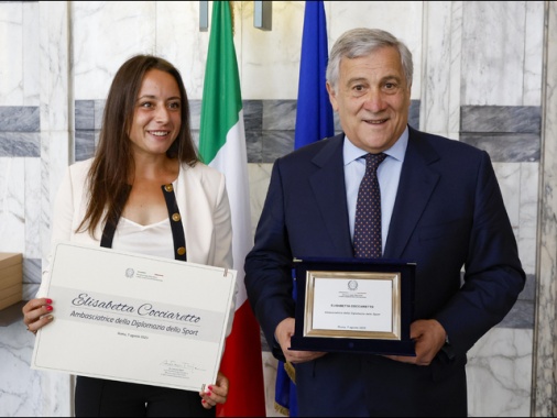 Tajani, Cocciaretto ambasciatrice Diplomazia dello Sport