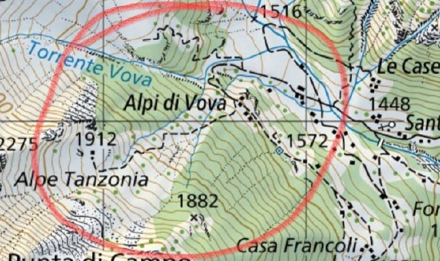 L’area in Ossola della tragedia indicata sulla cartina