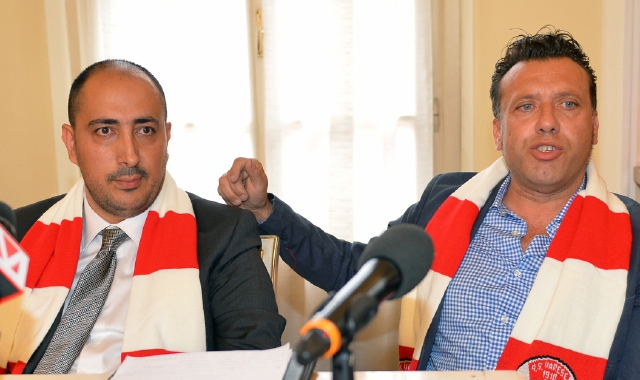 Massimo Trainito (a destra) con l’ex presidente Alì Zeaiter nel 2015 ai vertici dei Varese 1910