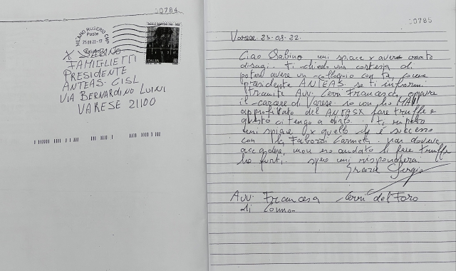 Sergio Domenichini, dopo la morte di Carmela Fabozzi, ha scritto una lettera al presidente dell’associazione di cui era socio (foto Benvegnù - Blitz)