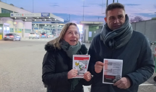 Volantinaggio Pd all’alba contro la tassa ai frontalieri