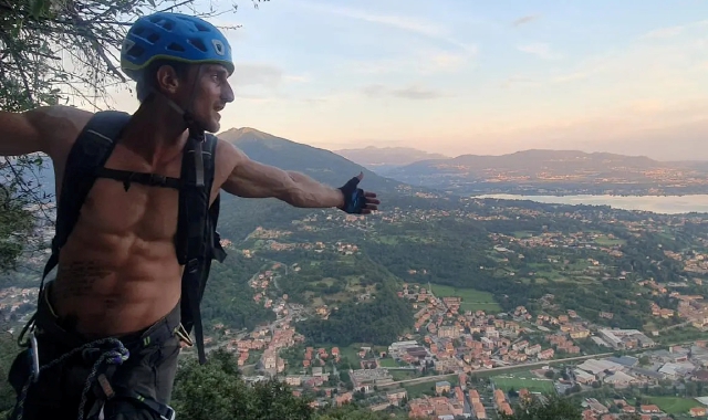 Leonardo Di Virgilio in una delle sue arrampicate