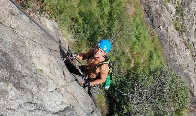 Leonardo Di Virgilio durante una delle sue arrampicate