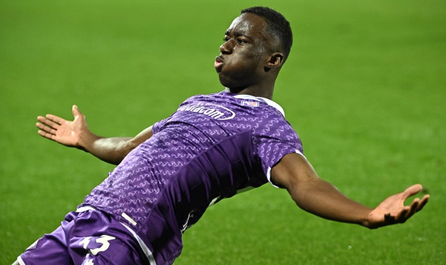 Michael Kayode esulta dopo il gol alla Lazio (foto Claudio Giovannini/ANSA)