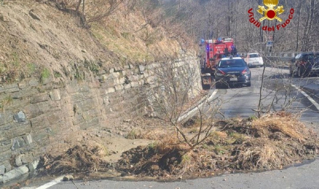 La frana sulla Statale 337 della Valle Vigezzo