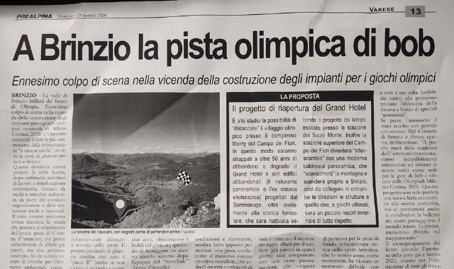 «Pista di bob a Brinzio»: il “pesce” è servito