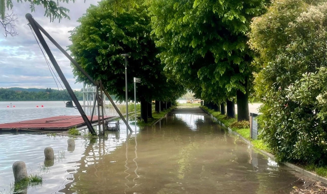 Il lago esondato alla Schiranna