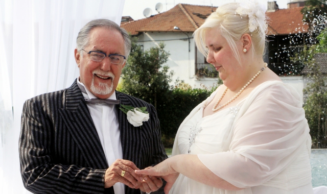 Domenico Uslenghi ed Egle Mela il giorno del matrimonio a Villa Oliva (foto Blitz)