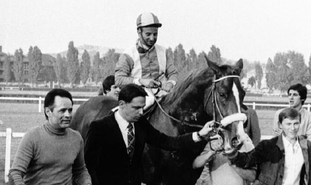 Antonio Di Nardo in sella a Sirlad e Wayne, al Gran Premio Città di Varese 1975